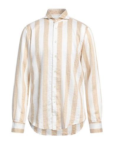 BRIAN DALES Camicia a righe Khaki 88% Lino, 12% Poliammide