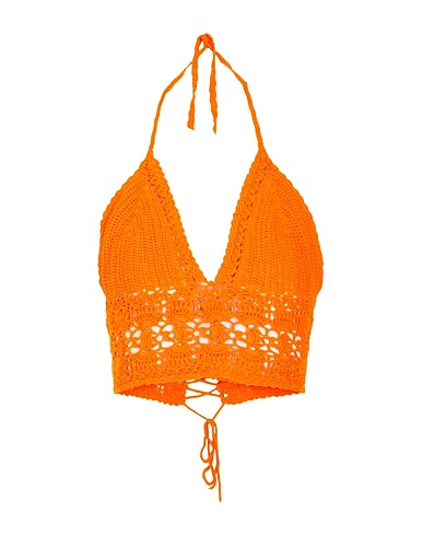 8 by YOOX Top ORGANIC COTTON CROCHET BRALLETTE TOP
 Arancione 100% Cotone organico