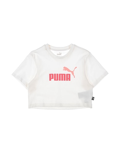 PUMA T-shirt Girls Logo Cropped Tee
 White 100% Cotton, Polyester