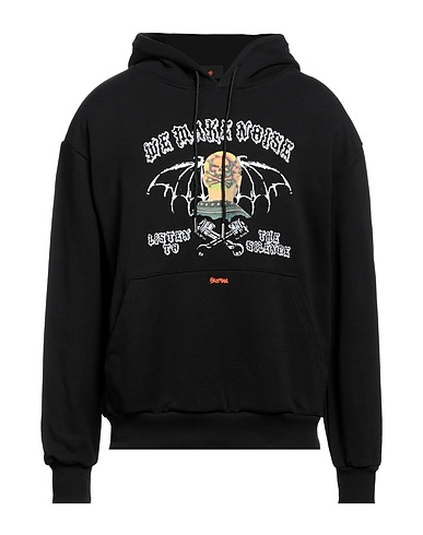 SELF MADE by GIANFRANCO VILLEGAS Hooded track jacket  Black 100% Cotton