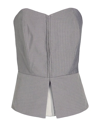 8 by YOOX Bustier CORSET TOP W/ FRONT HOOKS
 Grey 100% Cotton