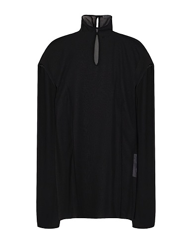 8 by YOOX Top SEE-THROUGH HIGH-NECK BLOUSE
 Black 100% Polyester