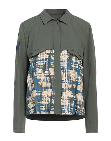 MR & MRS ITALY Patterned shirts & blouses Military green 97% Cotton, 3% Elastane, Viscose, Polyamide, Polyester