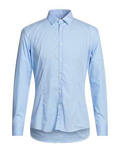 DANIELE ALESSANDRINI HOMME Camicia fantasia Celeste 100% Cotone