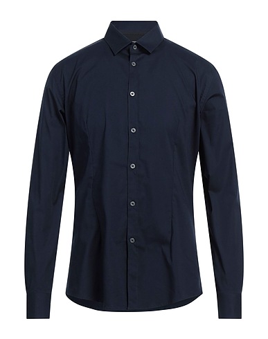 DANIELE ALESSANDRINI HOMME Solid colour shirt 97% Cotton, 3% Elastane