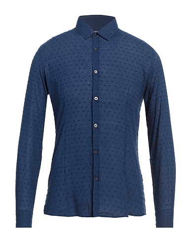 DANIELE ALESSANDRINI HOMME Camicia tinta unita Blu navy 100% Cotone