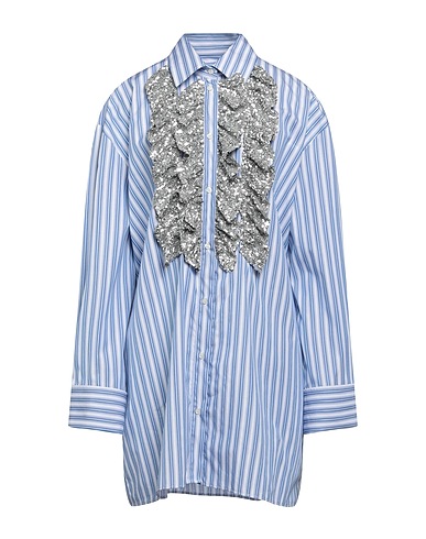 MSGM Striped shirt Azure 100% Cotton, Polyester