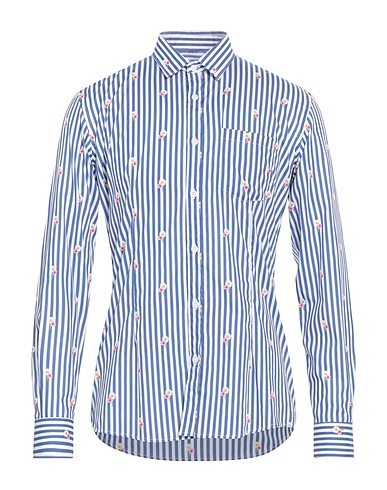 DANIELE ALESSANDRINI HOMME Patterned shirt Blue 100% Cotton