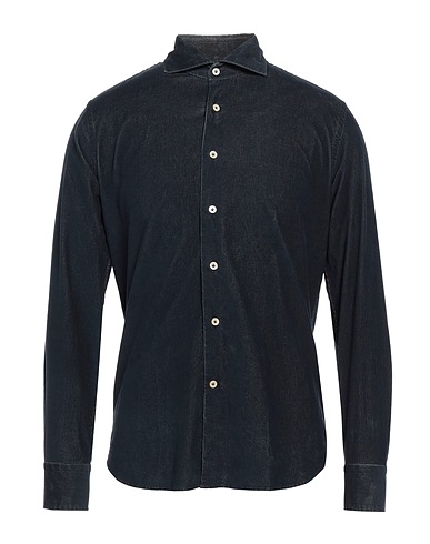 ALESSANDRO GHERARDI Solid colour shirt Midnight blue 98% Cotton, 2% Elastane