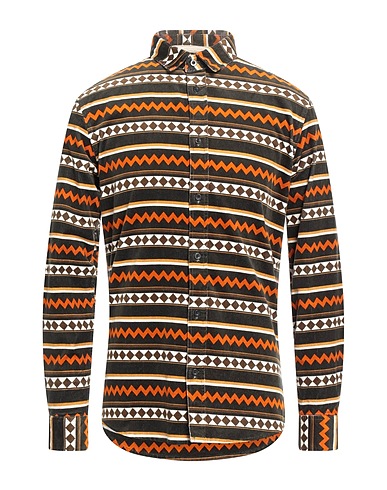 ANERKJENDT Patterned shirt Dark brown 97% Cotton, 3% Elastane