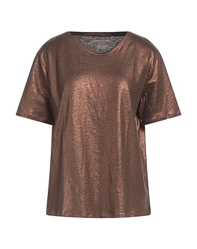 MAJESTIC FILATURES Basic T-shirt Bronze 94% Linen, 6% Elastane