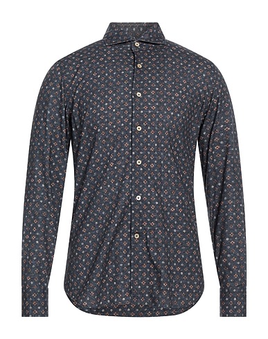 ALESSANDRO GHERARDI Patterned shirt Slate blue 100% Cotton