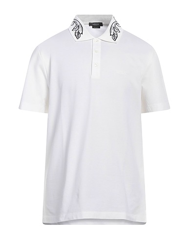 VERSACE Polo shirt White 100% Cotton, Viscose