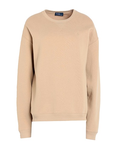 POLO RALPH LAUREN Sweatshirt SUEDE-FRINGE-TRIM FLEECE SWEATSHIRT
 Beige 84% Cotton, 16% Polyester
