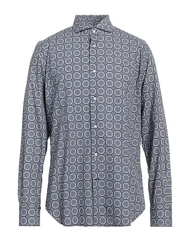 BORSA Patterned shirt Pastel blue 100% Cotton