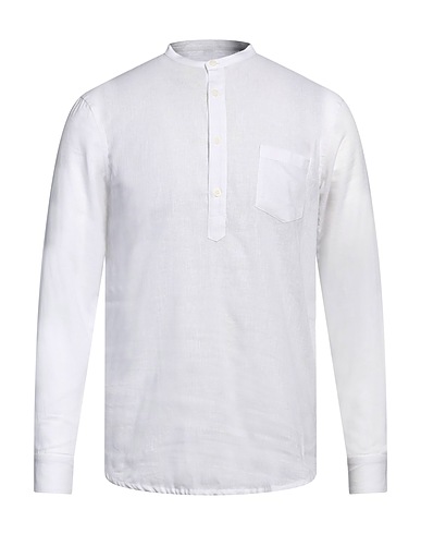 DANIELE ALESSANDRINI HOMME Linen shirt White 55% Linen, 45% Cotton