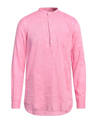 DANIELE ALESSANDRINI HOMME Linen shirt Pink 55% Linen, 45% Cotton