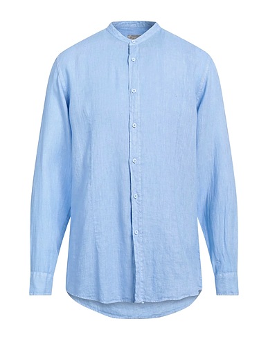 DANIELE ALESSANDRINI HOMME Linen shirt Sky blue 100% Linen