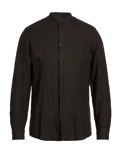 DANIELE ALESSANDRINI HOMME Einfarbiges Hemd TESTA DI MORO 100% Leinen