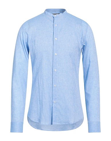DANIELE ALESSANDRINI HOMME Linen shirt CELESTE 55% Linen, 45% Cotton