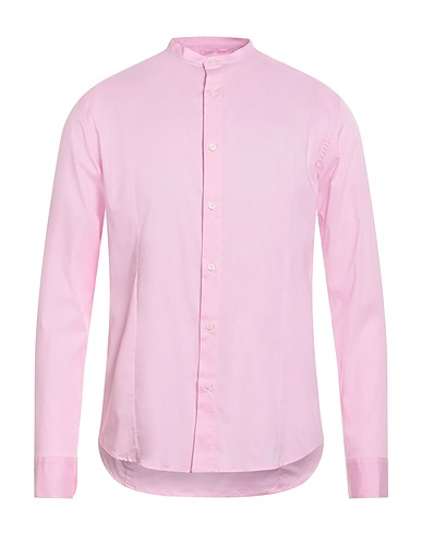 DANIELE ALESSANDRINI HOMME Camicia tinta unita Rosa 97% Cotone, 3% Elastan