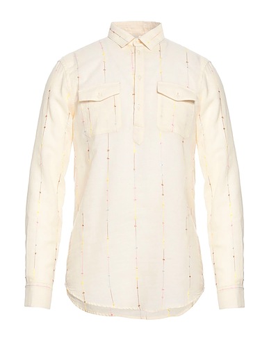 DANIELE ALESSANDRINI HOMME Shirts Ivory 97% Cotton, 3% Polyamide