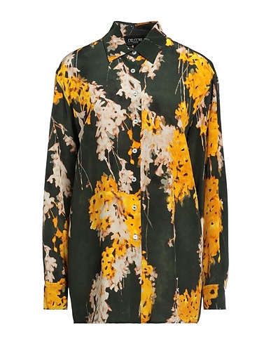 DEL CORE Chemises et chemisiers à fleurs Vert militaire 100% Soie