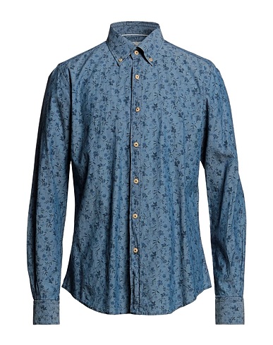PORTOFIORI Hemd mit Muster Taubenblau 100% Baumwolle