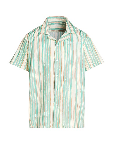 8 by YOOX Striped shirt PRINTED CAMP-COLLAR S/SLEEVE OVERSIZE SHIRT
 Ivory 100% Cotton