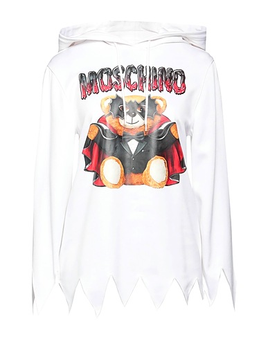 MOSCHINO Hooded track jacket  White 56% Polyamide, 44% Cotton