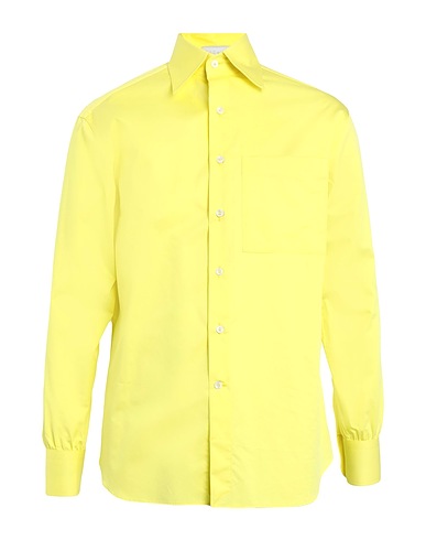 WOERA Solid colour shirt Yellow 100% Cotton