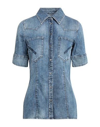 DONDUP Denim shirt Blue 98% Cotton, 2% Elastane