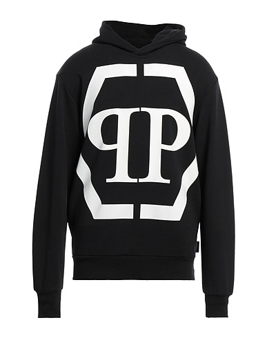 PHILIPP PLEIN Hooded track jacket  Black 88% Cotton, 12% Polyester