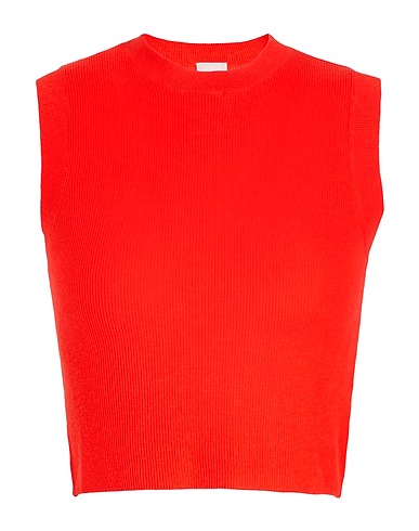 8 by YOOX 탑 RIBBED KNIT CROPPED TANK TOP 레드 70% 오가닉 코튼, 20% 폴리아미드, 10% 실크