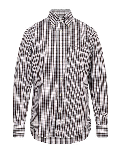 CALIBAN Checked shirt Dark brown 100% Cotton