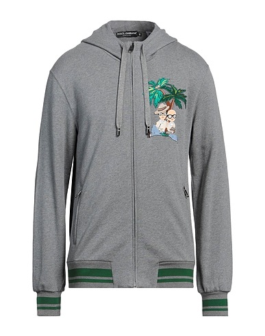 DOLCE&GABBANA Hooded sweatshirt Grey 100% Cotton, Linen, Silk, Polyester, Elastane