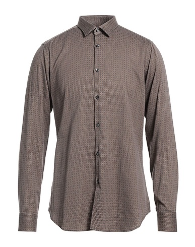 CALIBAN Patterned shirt Chocolate brown 100% Cotton