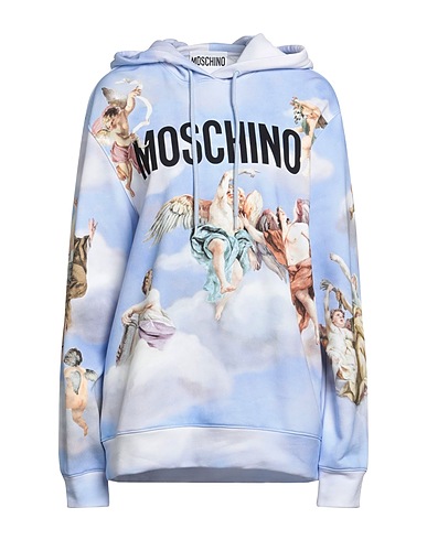 MOSCHINO Hooded track jacket  COUTURE Light blue 100% Cotton