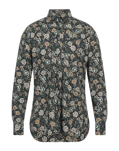 CALIBAN 820 Patterned shirt Dark green 100% Cotton