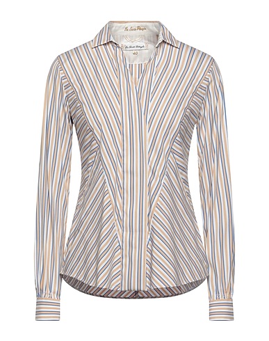 LE SARTE PETTEGOLE Striped shirt Beige 70% Cotton, 27% Polyamide, 3% Elastane