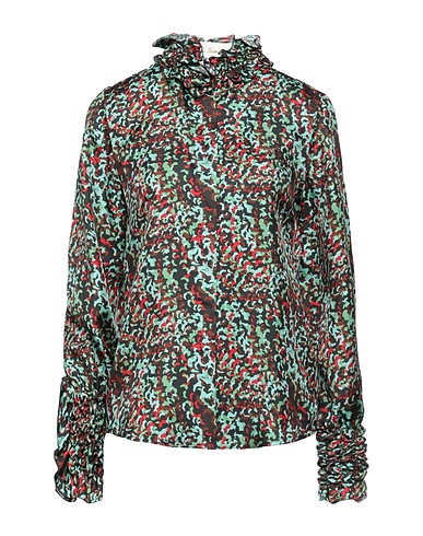 LE SARTE PETTEGOLE Patterned shirts & blouses Military green 100% Silk