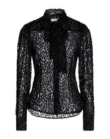 DRIES VAN NOTEN Shirts & blouses with bow Black 40% Viscose, 35% Silk, 25% Recycled polyacrylic