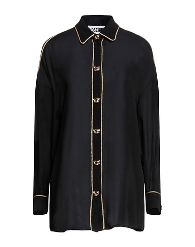MOSCHINO Camicie  e bluse fantasia Nero 100% Seta, Poliestere, Acetato