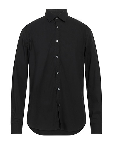 BORSA Solid color shirt Black 72% Cotton, 25% Polyamide, 3% Elastane