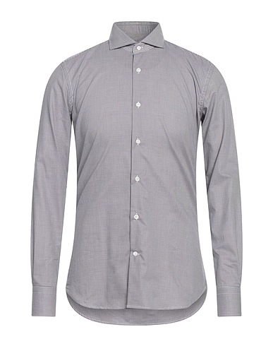 BORSA Patterned shirt Light grey 100% Cotton