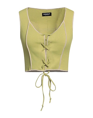 DONDUP Crop top Lime green 62% Polyacrylic, 34% Cotton, 4% Elastane