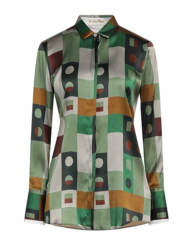 LE SARTE PETTEGOLE Patterned shirts & blouses Green 93% Silk, 7% Elastane