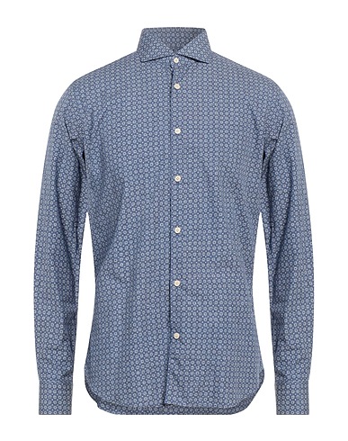 BORSA Patterned shirt Slate blue 100% Cotton