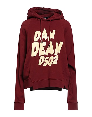 DSQUARED2 Hooded track jacket  Brick red 100% Cotton, Elastane