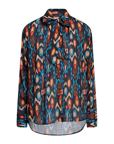 CALIBAN Patterned shirts & blouses Azure 85% Viscose, 15% Wool
